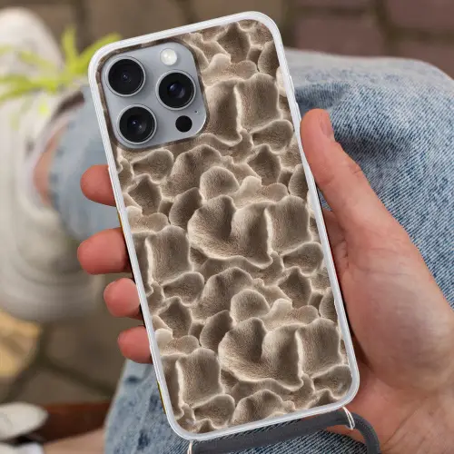 Waaiervorm - Beige - Vezel textuur Hoesje iPhone 16 Pro Max met koord klein 804 -sfeer3
