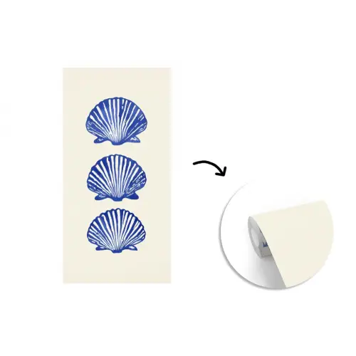 Schelpen - Blauw - Patroon fotobehang vinyl groot -3d