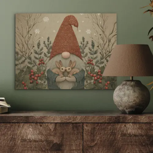 Kerstgnome - Konijntjes - Kleurrijk PET vilt klein -sfeer2