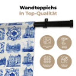 Huizen - Schepen - Blauw Wandkleed katoen klein 269 -tsfeer2_DE