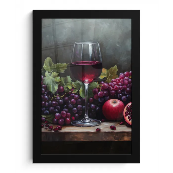 Wijn - Fruit - Stilleven fotolijst zwart zonder passe partout klein -3d