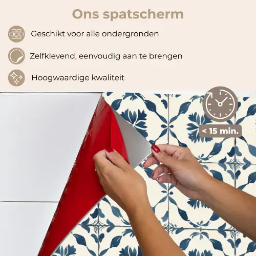 Grafisch - Tegel - Blauw keuken achterwand spatscherm klein 900 -spatscherm_NL