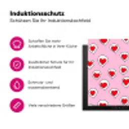 Hartjes - Patroon - Rood Inductie beschermer vinyl 3mm klein 276 -zzzzzzz-lf-ups