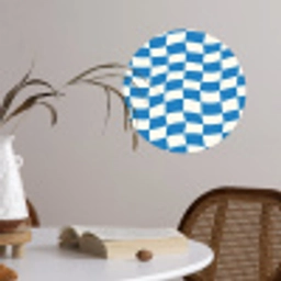 Golvend - Patroon - Blauw Wandcirkel behangsticker klein 186 -sfeer3