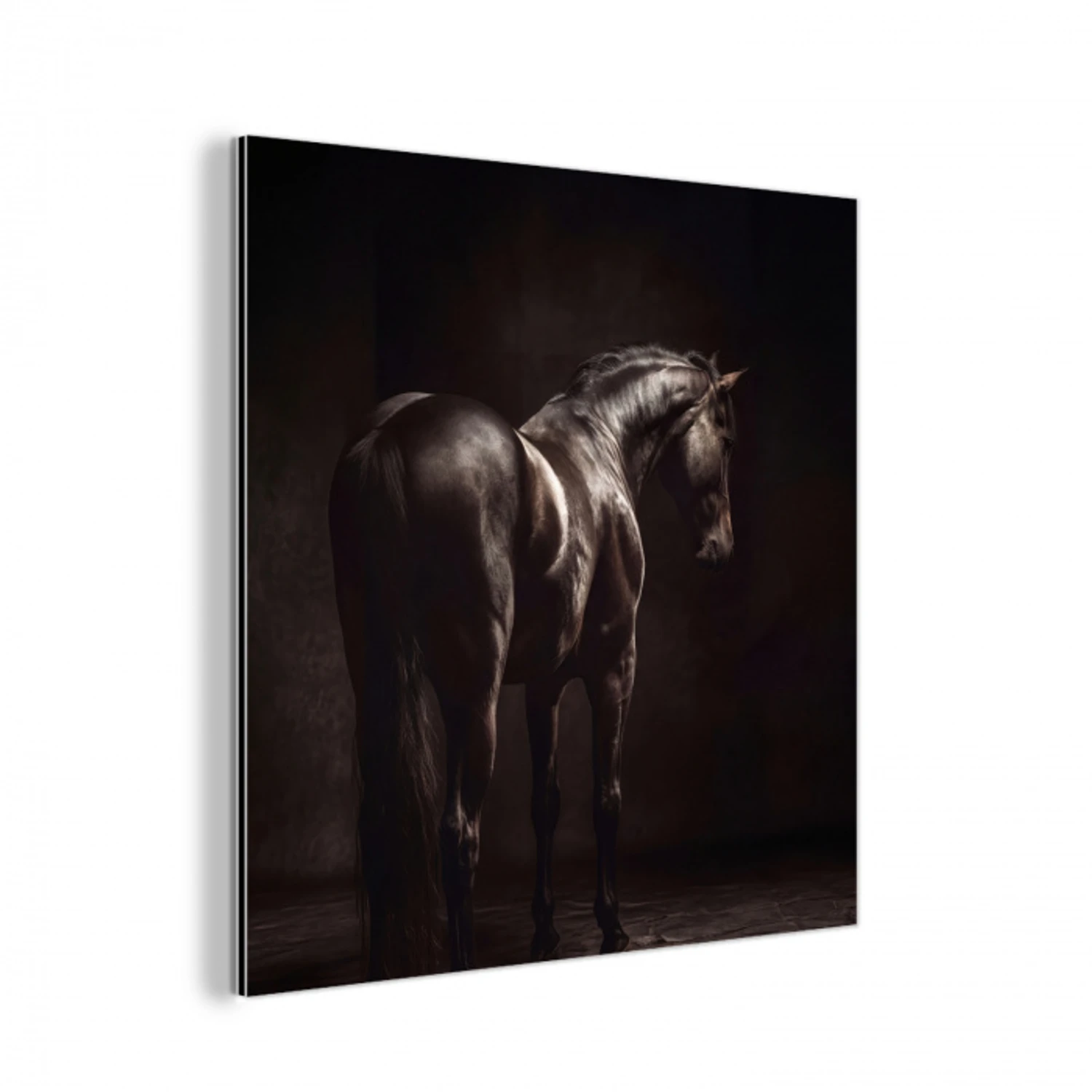 Krachtig - Paard - Donker aluminium wit klein -3d