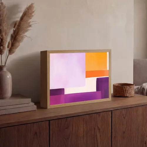 Vlakken - Abstract - Rechthoekig - Oranje Light Box met batterij (Wandlamp) middel -sfeer2