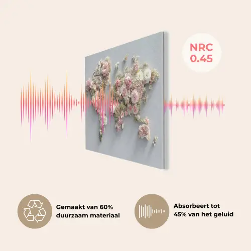 Wereldkaart - Rozen - Roze PET vilt klein -USP_NL