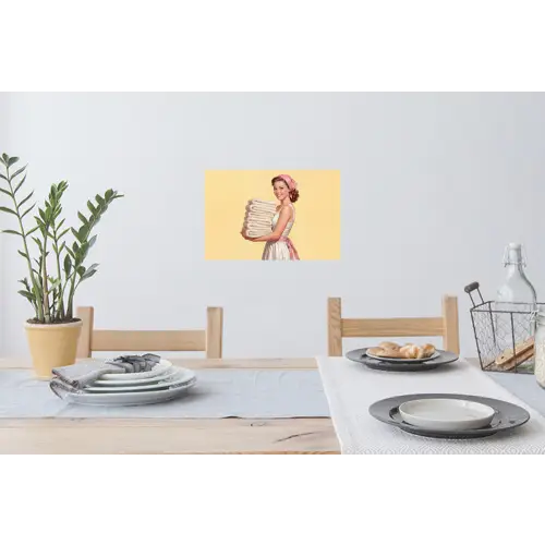 Handdoeken - Vrouw - Jurk - Roze Muursticker klein -eettafel
