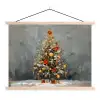 Kerstboom - Cadeaus - Rood - Goud textielposter latten blank klein -3d
