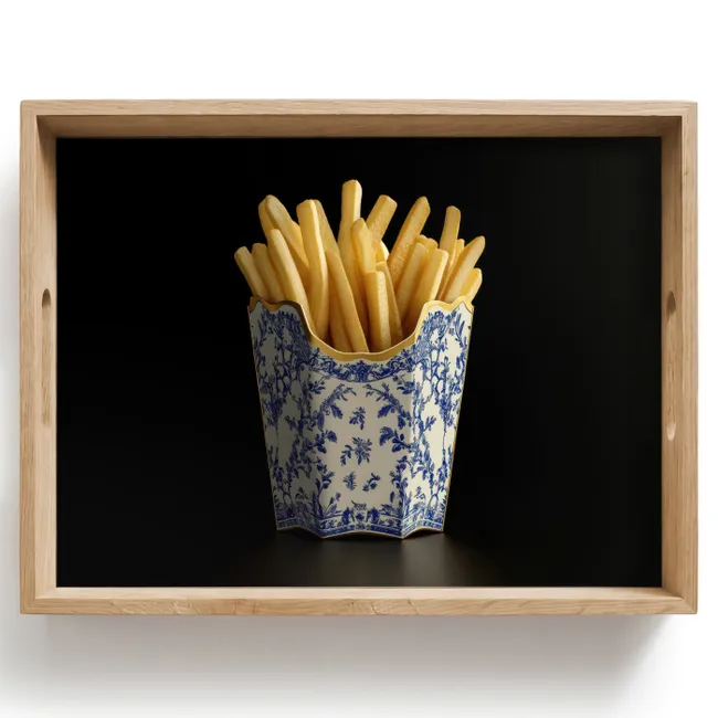 Dienblad - Friet - Porselein - Delfts blauw - Eten