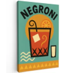 Cocktail - Negroni - Art - Sinaasappel Tuinposter op houten frame 2 cm dik klein -3d