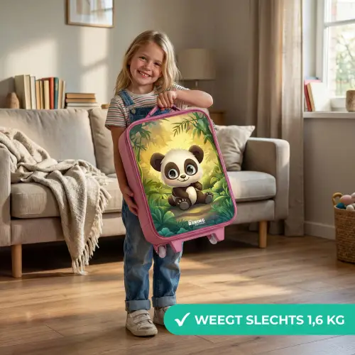 Panda - Bamboebos - Groen Kinderkoffer - Roze klein -sfeer2_NL
