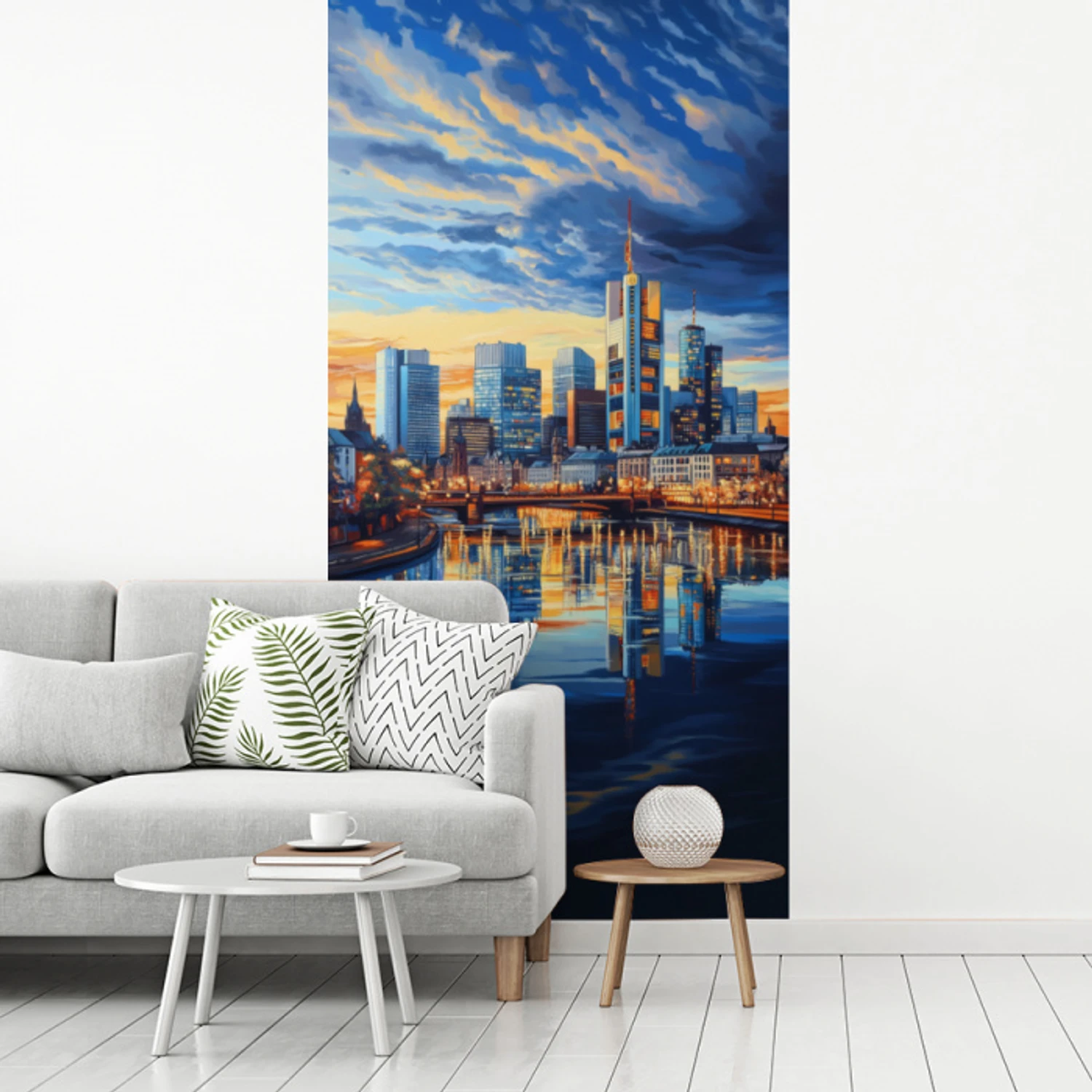 Zonsondergang Frankfurt - Stad - Skyline - Water fotobehang vinyl groot -woonkamer