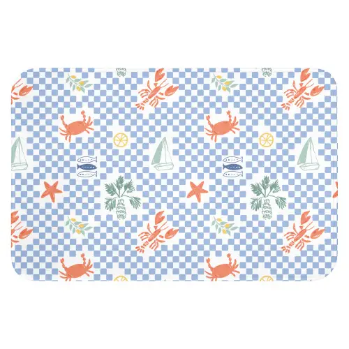 Zee - Patroon - Zeilboot - Blauw Badmat klein 997 -3d