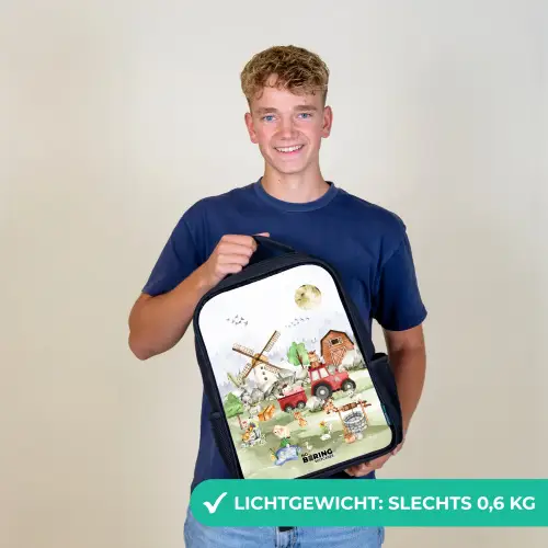 dieren op een boederij Rugzak - Zwart middel -sfeer7_NL