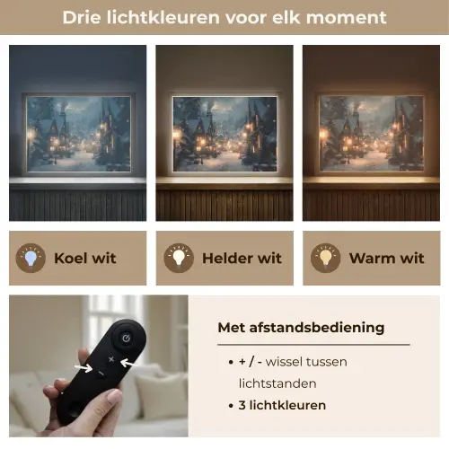 Winterdorp - Sneeuw - Donker Light Box met batterij (Wandlamp) middel -USP_lichtkleurNL