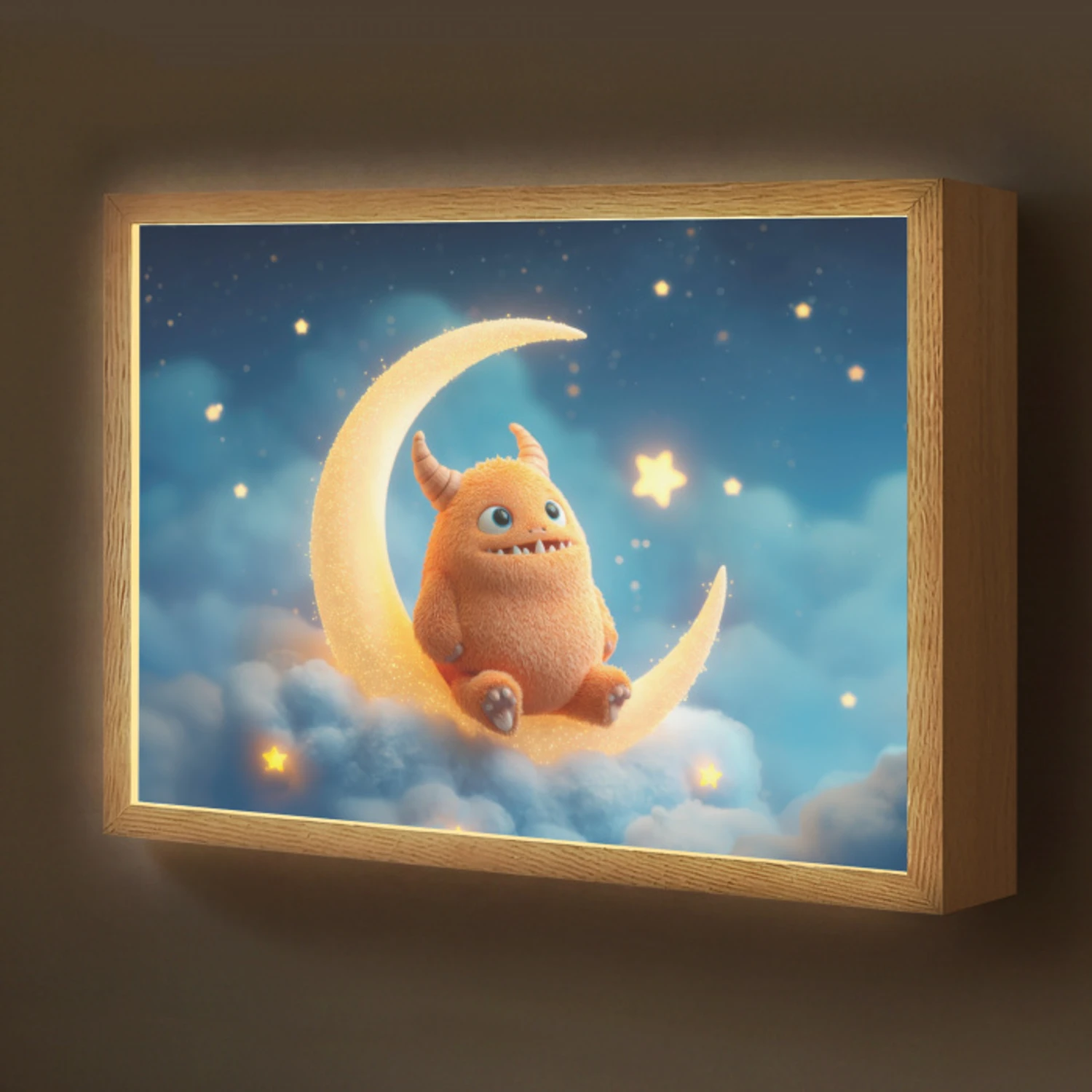 Knuffel - Monster - Maan - Wolken Light Box met batterij (Wandlamp kind) middel -z3d_website