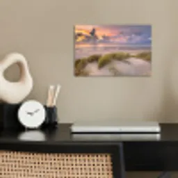 Zonsondergang - Duin - Strand - Planten - Zee poster papier klein -sfeer1