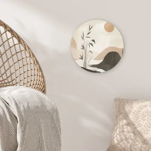 Japandi - Landschap - Beige Wandcirkel plexiglas klein -sfeer5