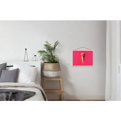 Schepijs - Roze - Hoorntje textielposter latten blank klein -woonkamer