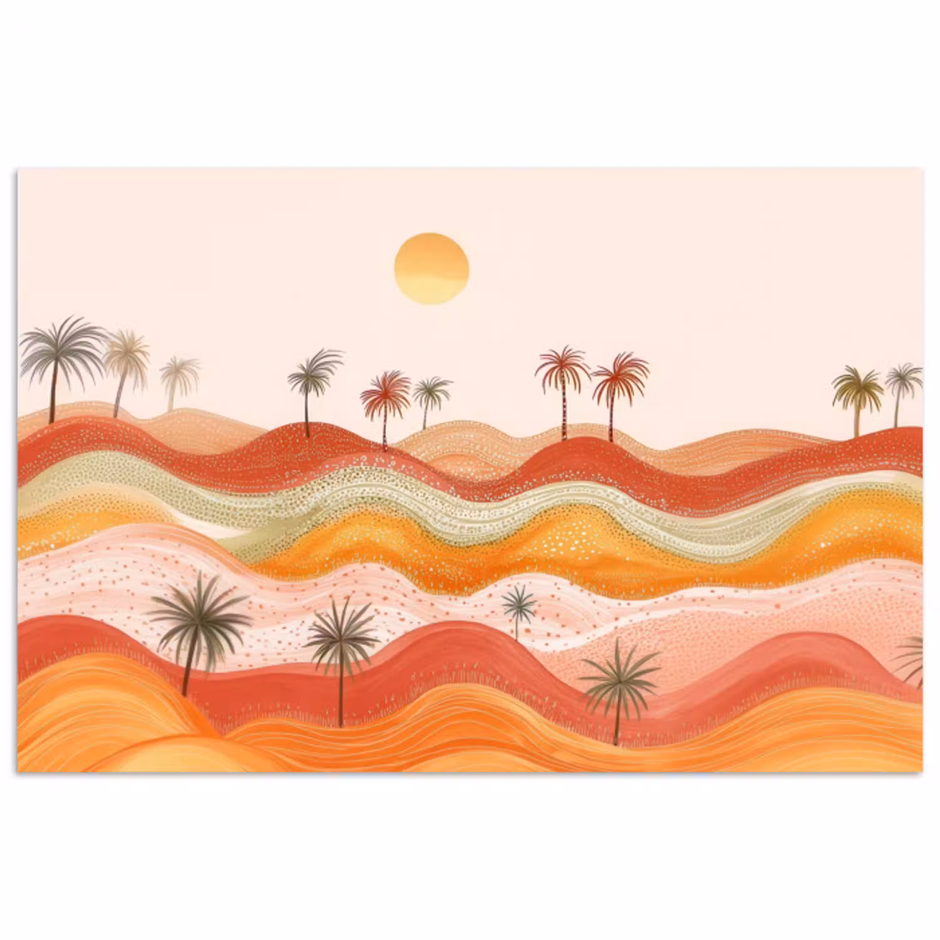 Abstract landschap - Palmbomen - Kleurrijk poster papier klein -3d