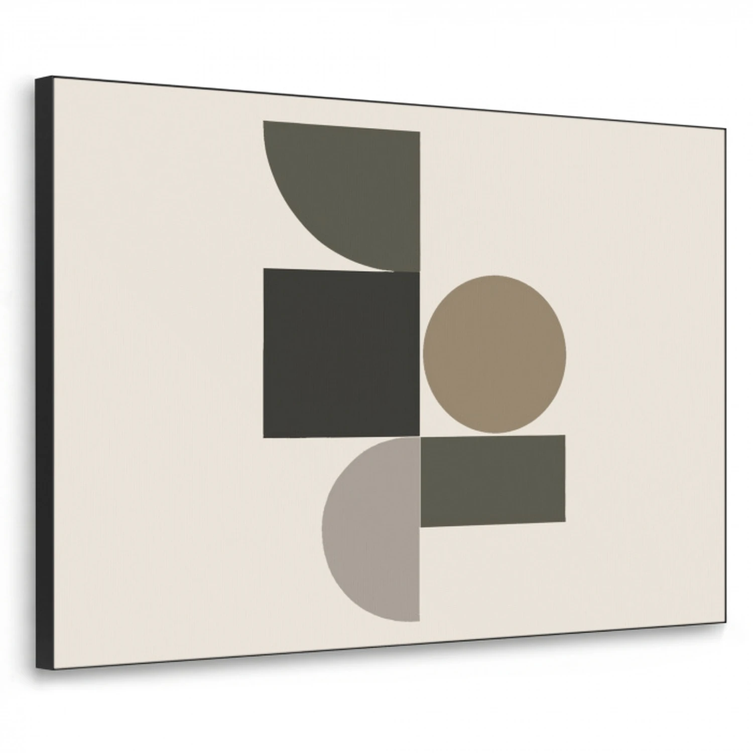Aardetinten - Abstracte compositie - Eenvoudige vormen Textielframe - compleet frame klein -3d