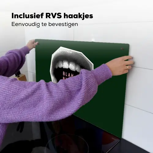 Mond - Groen - Illustratie - BLAH BLAH Inductie beschemer met haakjes klein -ky-ophangen-nl