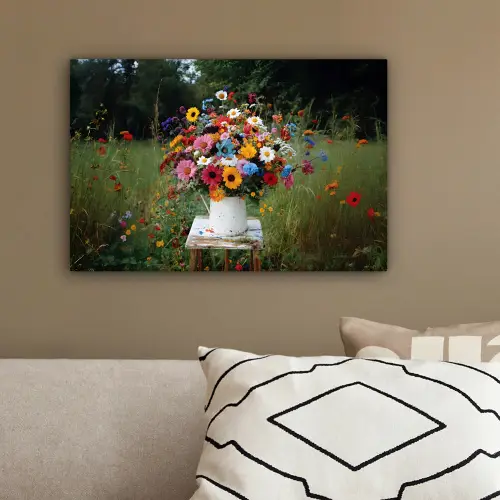 Bloemen - Krukje - Gieter - Veld canvas 2cm klein -sfeer3