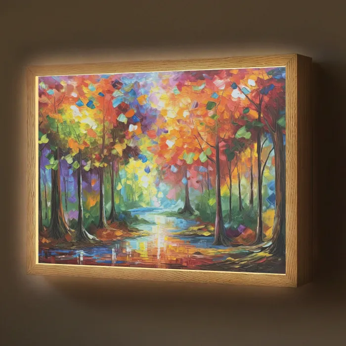 Landschap - Bos - Kleuren - Natuur Light Box met batterij (Wandlamp) middel -z3d_website