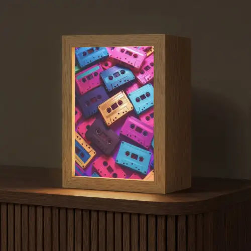 Cassetteband - Kleurrijk - Energiek Light Box met kabel (Tafellamp) klein -z3d_website