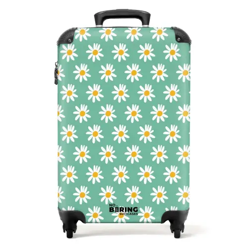 Vintage bloemenpatroon - Groen NBS - Handbagage koffer - Kinderen Unisex middel -productfoto_recht