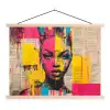 Vrouwengezicht - Krantenpapier - Abstract - Roze textielposter latten blank klein -3d