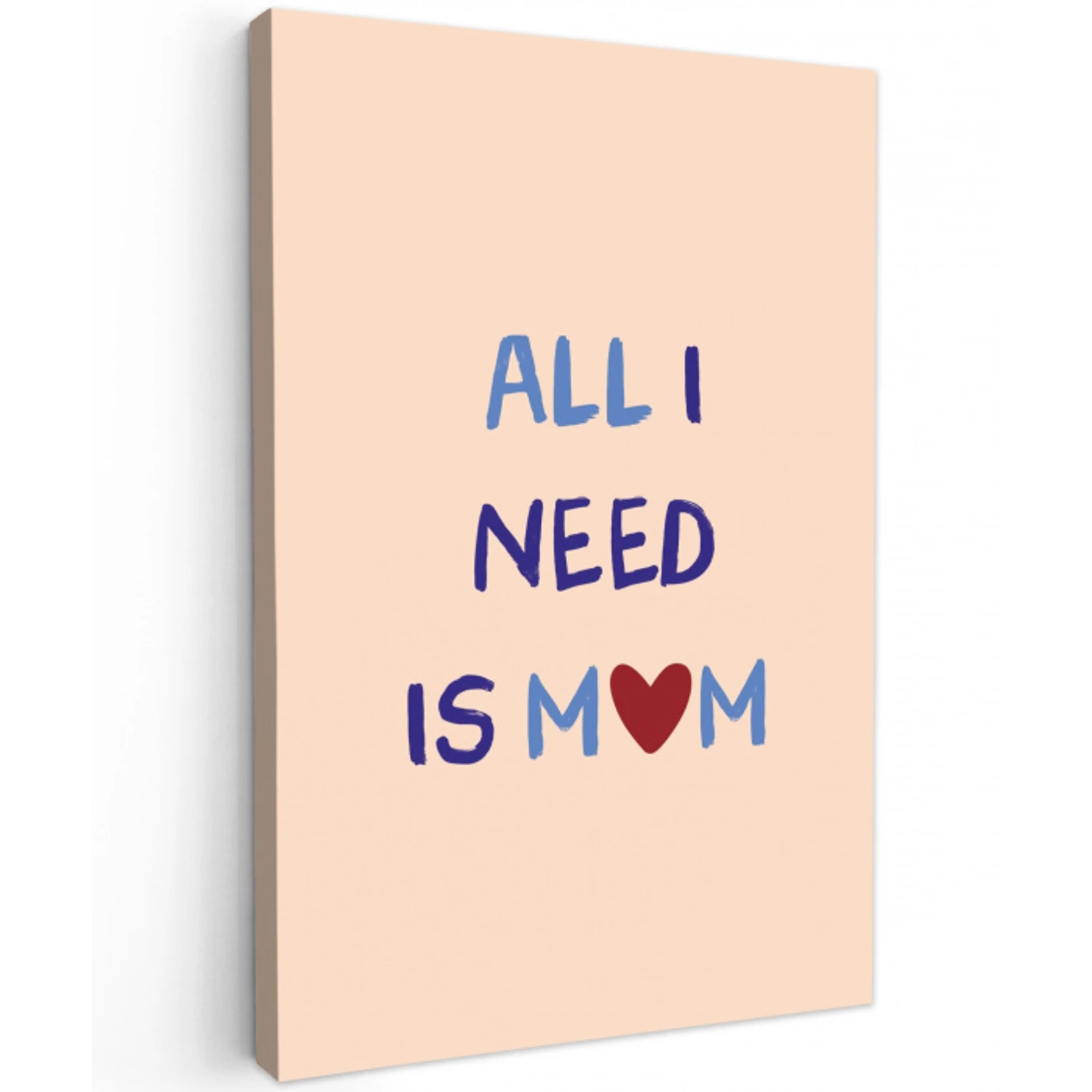 Moeder - Tekst - Hartje - Rood Tuinposter op houten frame 2 cm dik middel -3d