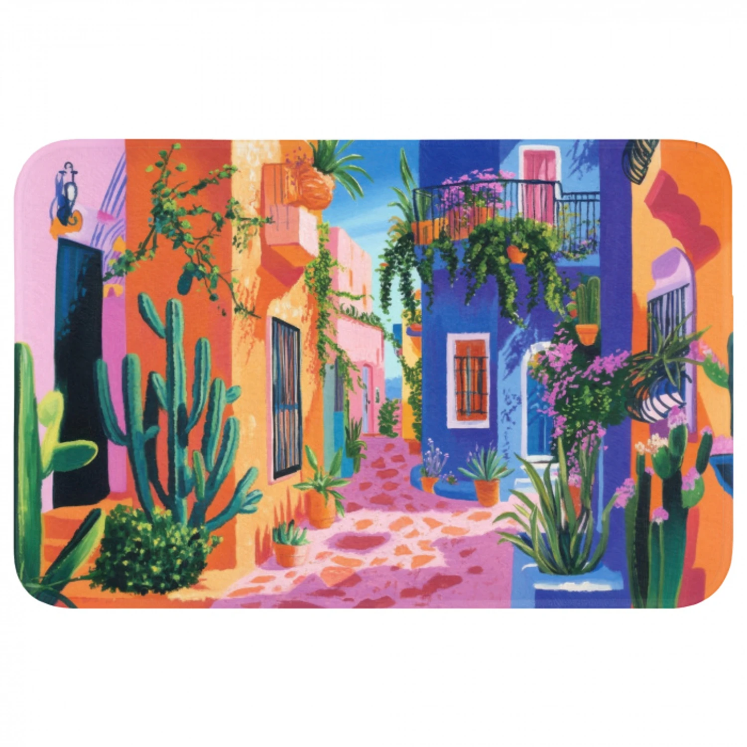 Geel - Blauw - Oranje - Huis Badmat klein -3d