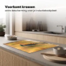 IJsvogel - Tak - Water - Kleurrijk - Levendig Inductie beschermer vinyl 3mm klein -sfeer1