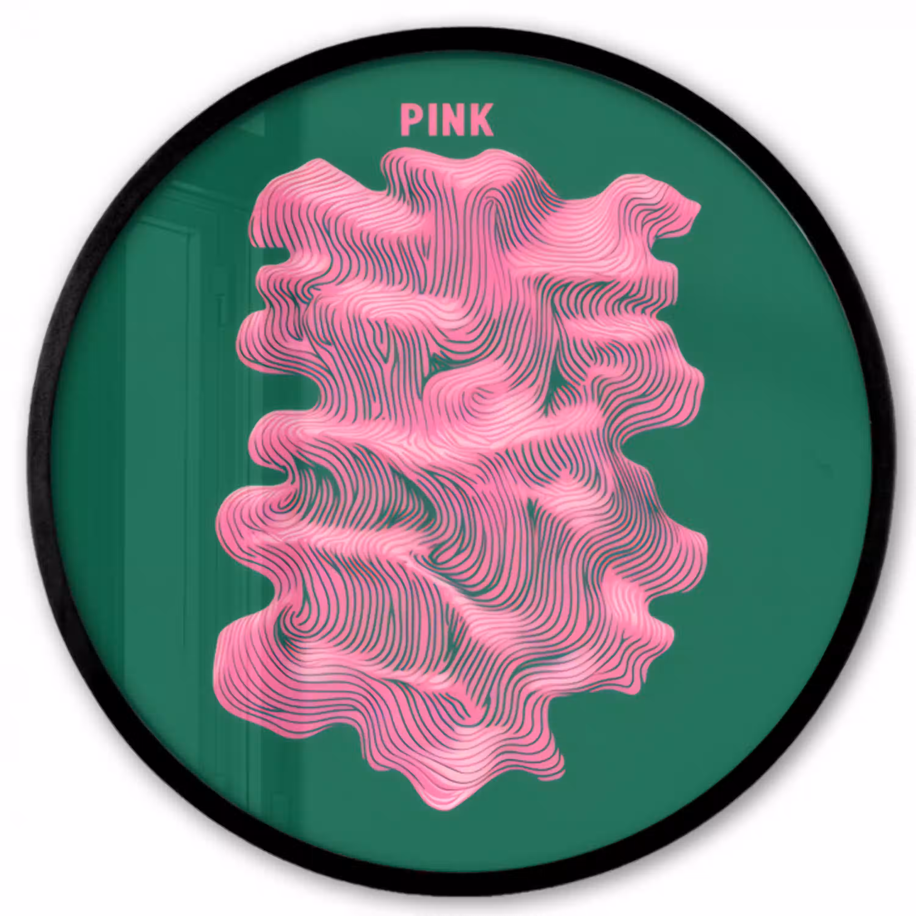 Abstract - Pink - Lijnen - Groen Fotolijst rond zonder passe partout klein -3d