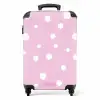 Roze achtergrond met witte stippen NBS - Handbagage koffer - Kinderen Unisex middel -productfoto_recht