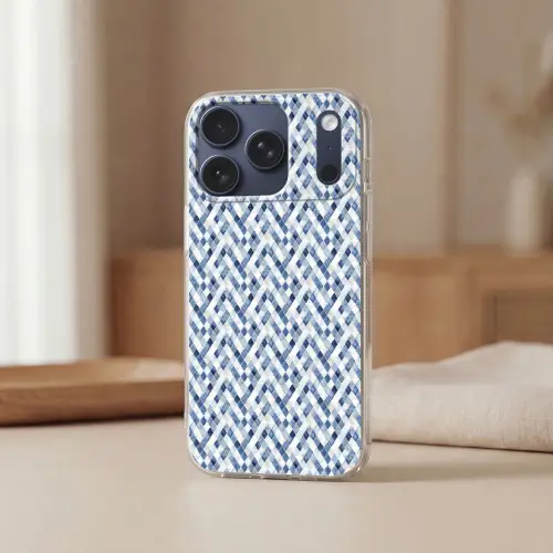 Diamant - Patroon - Blauw - Wit Telefoonhoesje iPhone 17 Pro klein 878 -sfeer2