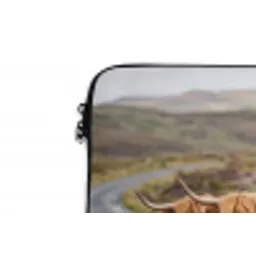 Schotse Hooglanders - Weg - Landschap - Kudde laptophoes neopreen klein -detail