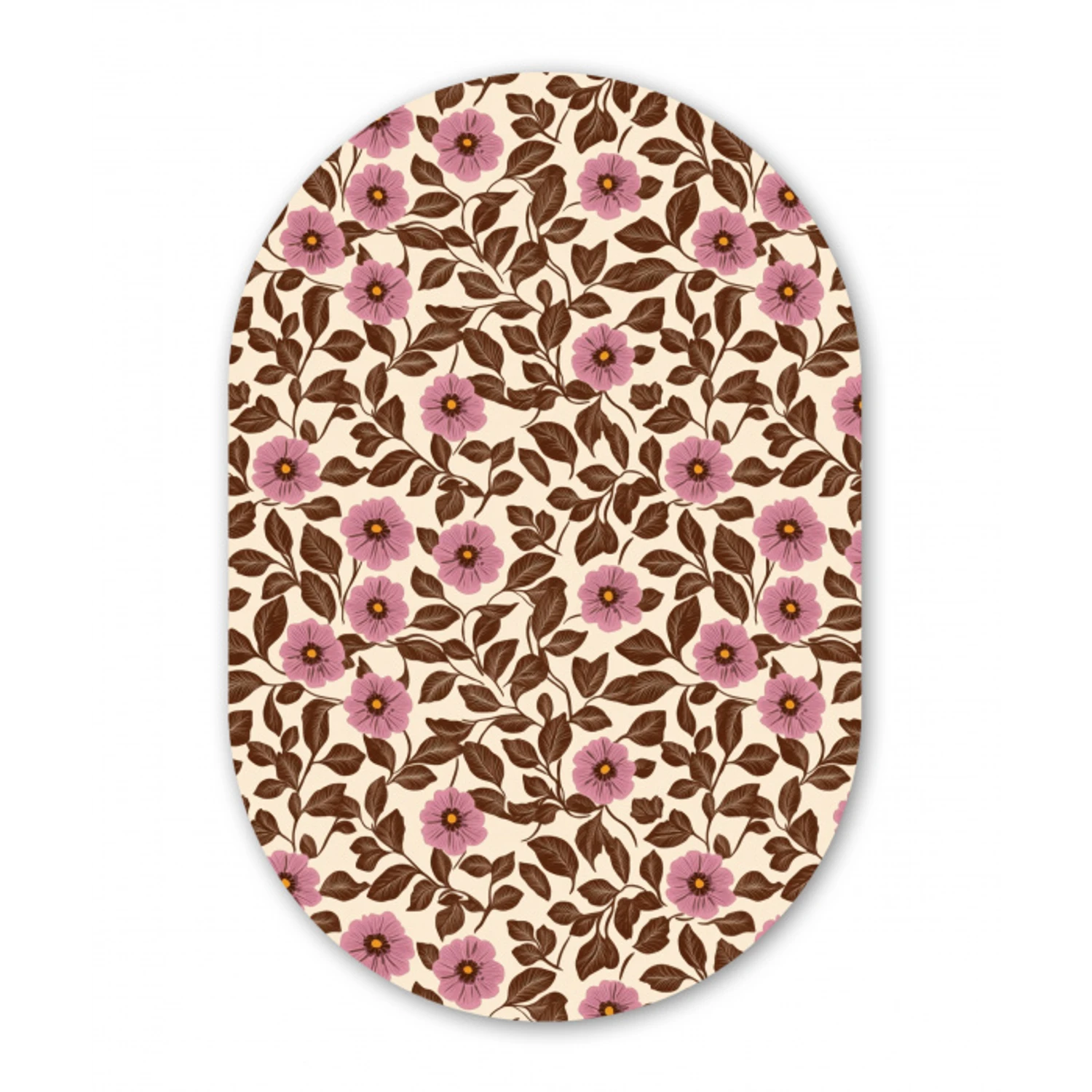 Bloemen - Bladeren - Kleurrijk Wandcirkel Ovaal Forex klein 630 -3d