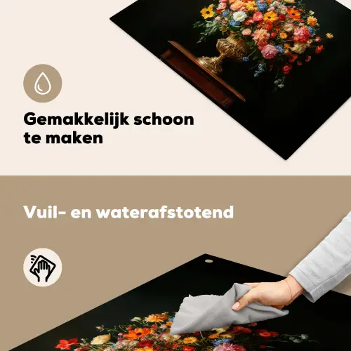Goud - Bloemen - Kleuren - Vaas Inductie beschemer met haakjes klein -ky-schoon-nl