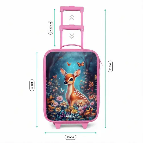 Hertje tussen bloemen in betoverend bos Kinderkoffer - Roze klein -productfoto_formaten