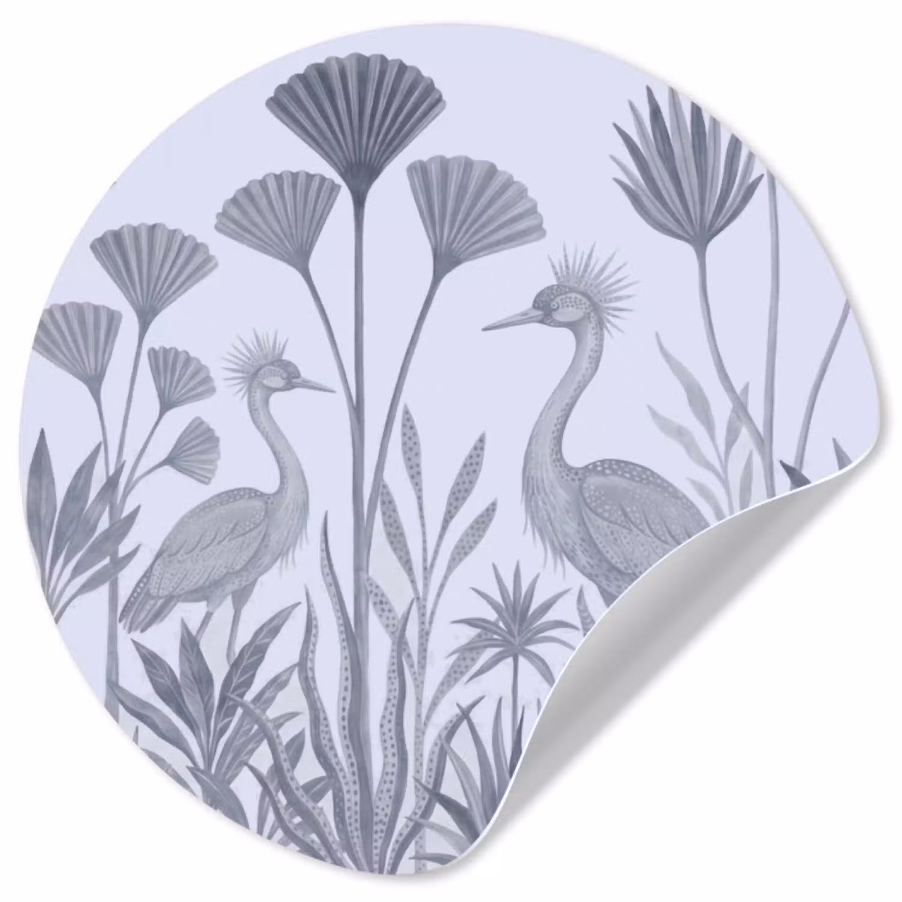 Vogel - Tropisch - Illustratie - Blauwgrijs - Natuur Wandcirkel behangsticker klein -3d