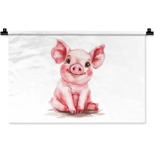 Varken - Roze - Baby dier - Boerderij dieren Wandkleed katoen klein -zz3d