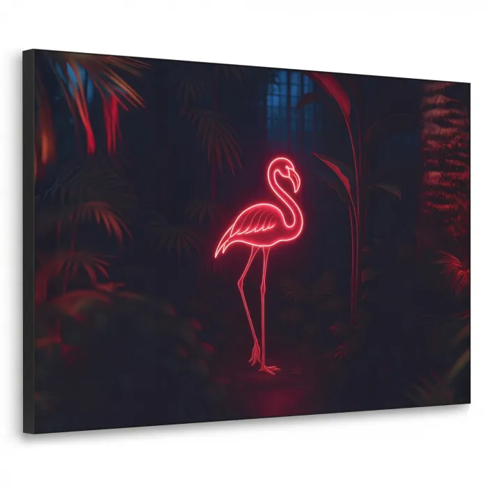 Flamingo - Roze - Neon - Licht Textielframe - compleet frame klein -3d