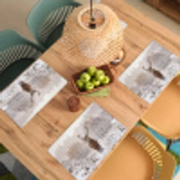 Edelhert - Bos - Sneeuw - Winter - Majestueus Placemat vinyl groot -zzsfeer5_Kitchenyeah-website