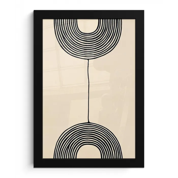 Geometrische bogen - Minimalistisch - Symmetrisch fotolijst zwart zonder passe partout klein -3d