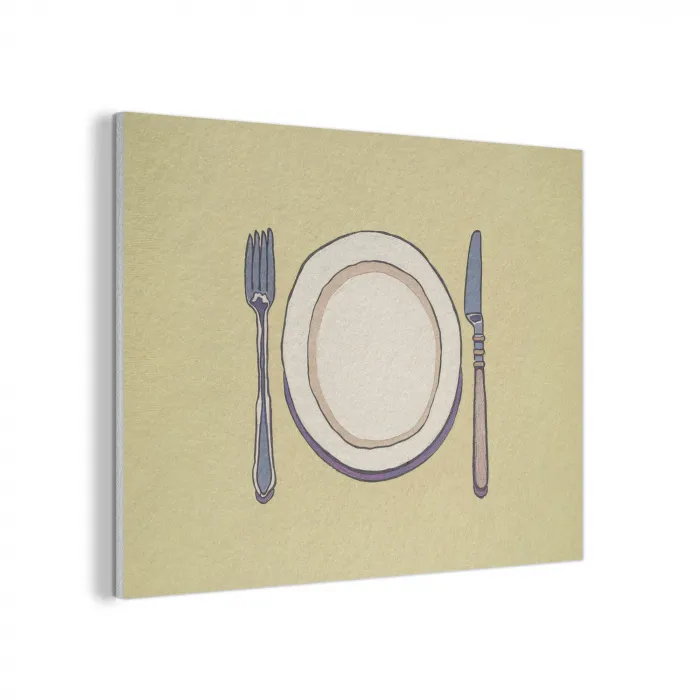 Illustratie - Bord - Bestek - Beige PET vilt klein -3d