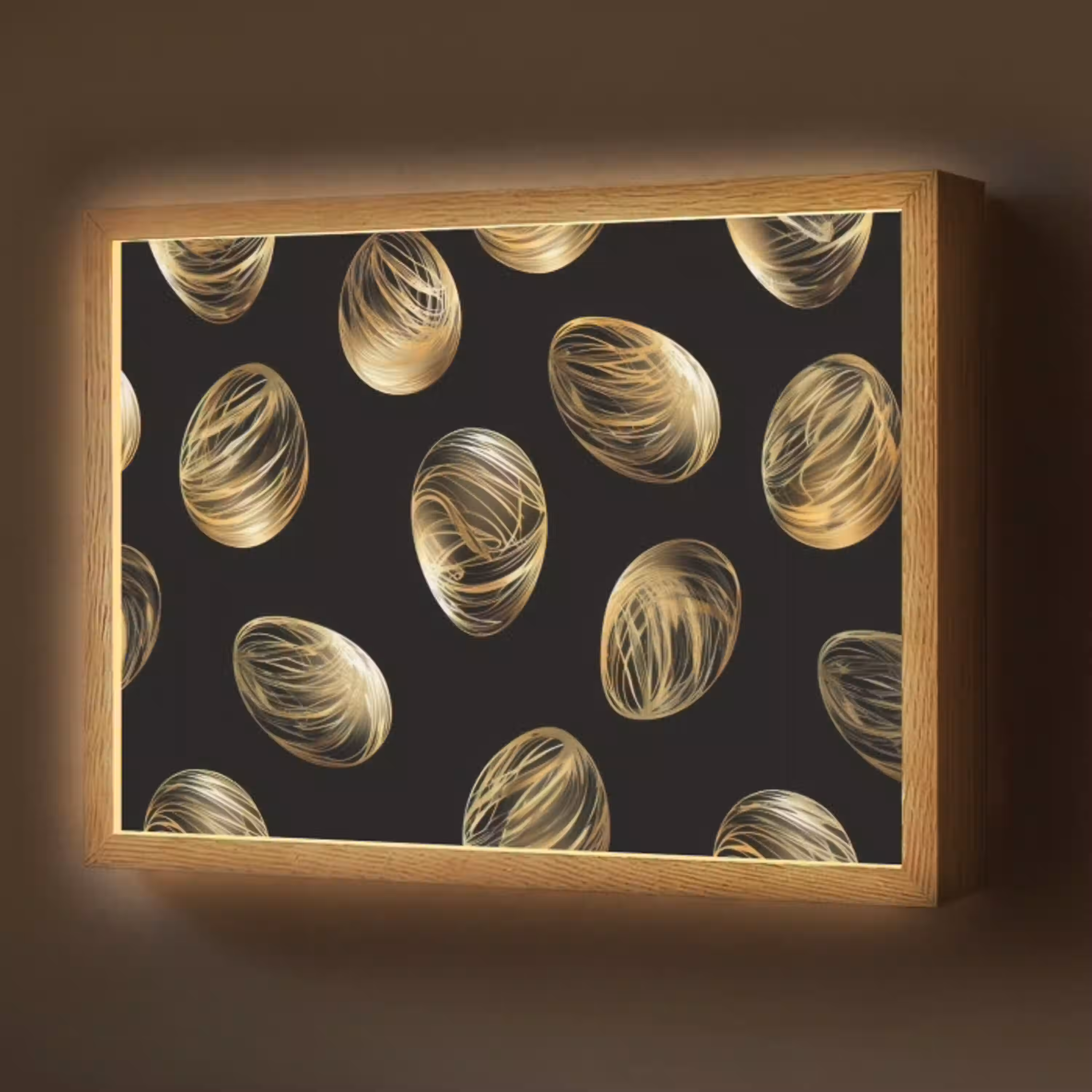 Eieren - Goud - Patroon Light Box met batterij (Wandlamp) middel -z3d_website