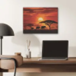 Savanne - Olifanten - Zonsondergang PET vilt klein -sfeer5